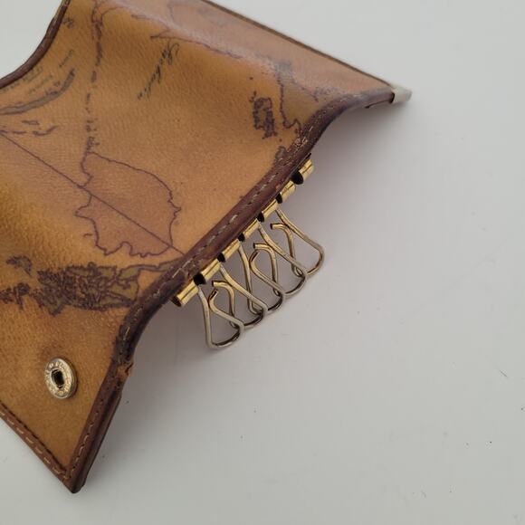 ALVIERO MARTINI 1° CLASSE Wallet Key Case Geo 6 hooks Holder Map Leather Italian - Picture 7 of 10